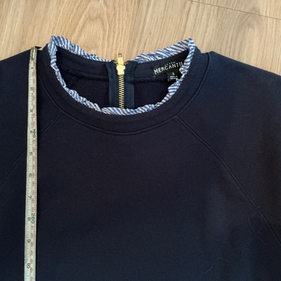 J. Crew Mercantile Navy Blue sweatshirt with gingham ruffle collar size medium - Picture 5 of 6
